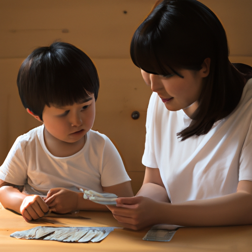 הורה מלמד את ילדו על ניהול כספים וחשיבות התקצוב.